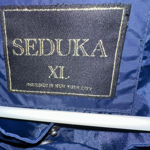 NWT MEN Sz XL SEDUKA Nylon Windbreaker Jacket Asymm MULTI ZIP POCKETS NAVY BLUE! - Picture 4 of 10